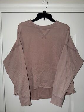 Aerie Mauve Cutoff Crewneck Sweatshirt Size M